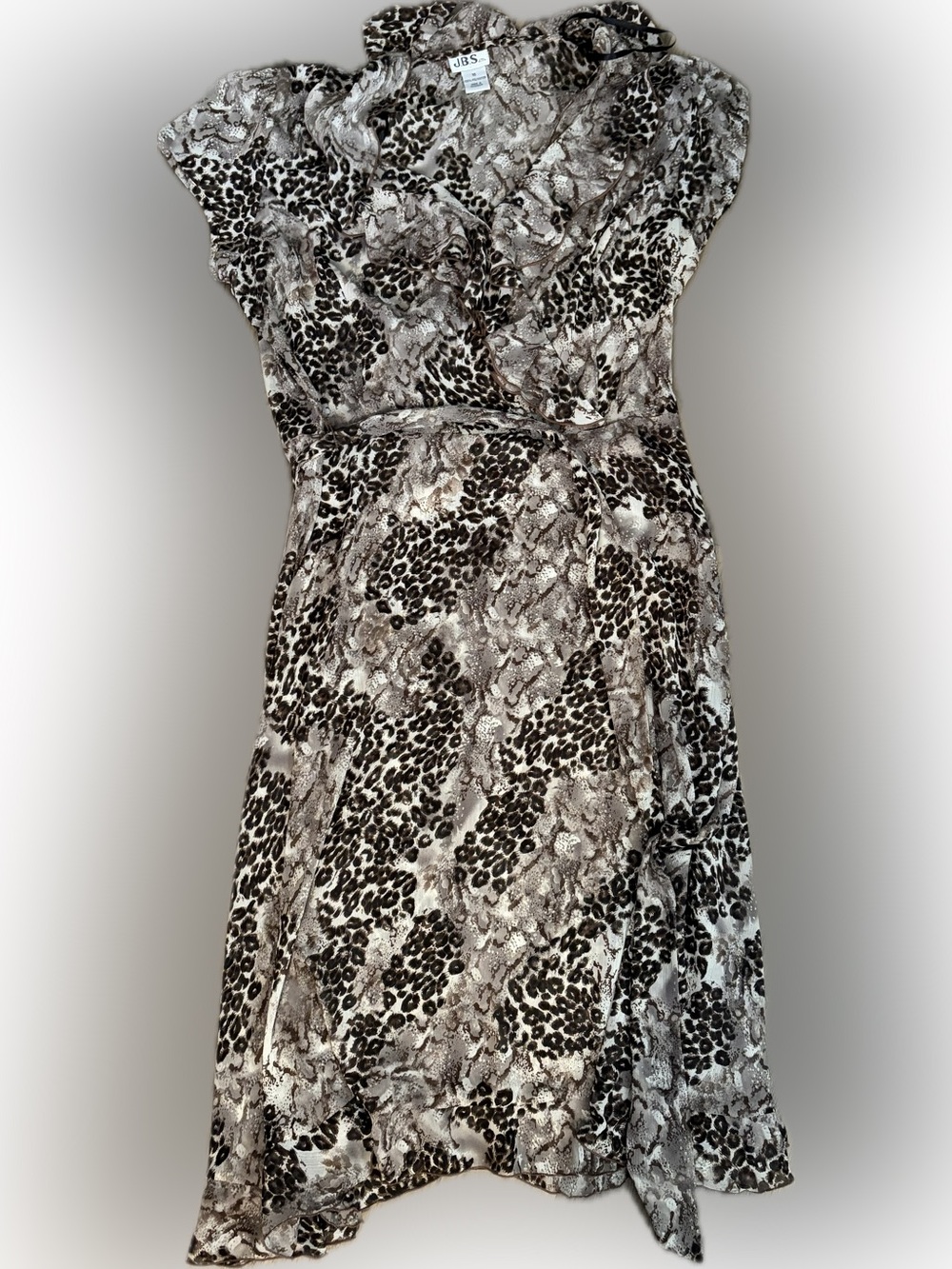 JBS Womens Size 10 Animal Print Leopard Snakeskin Midi Dress Belted